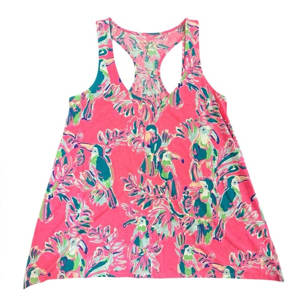 Lilly Pulitzer Pink Pima Cotton Toucan Tank Top Size Small - Picture 2 of 8